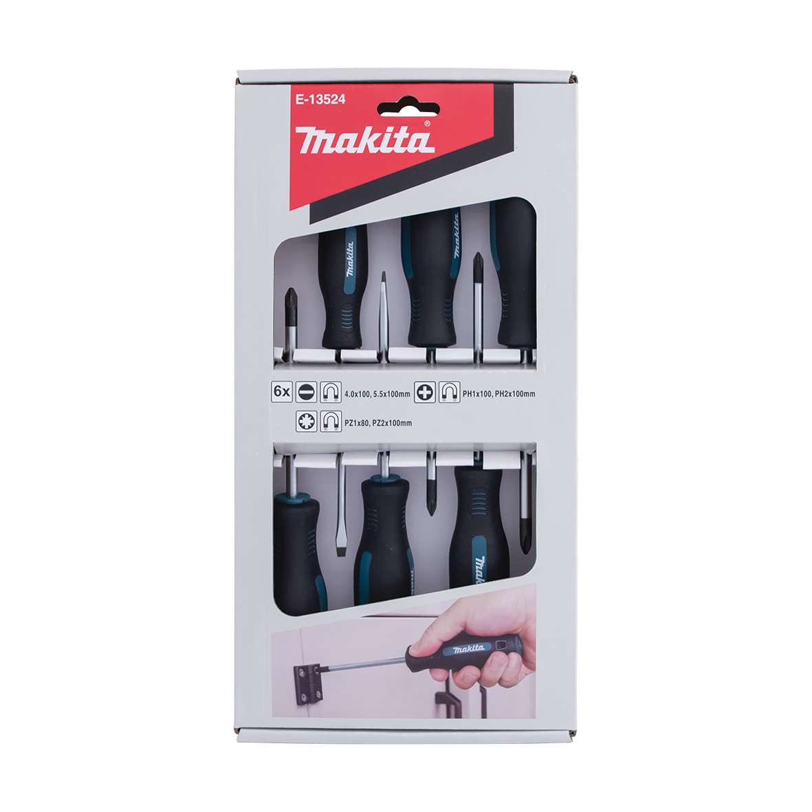 Makita Accessoires E-13524 Jeu de tournevis 6 pièces PH/PZ/SL  PH1/PH2/PZ1/PZ2/SL4/SL5.5