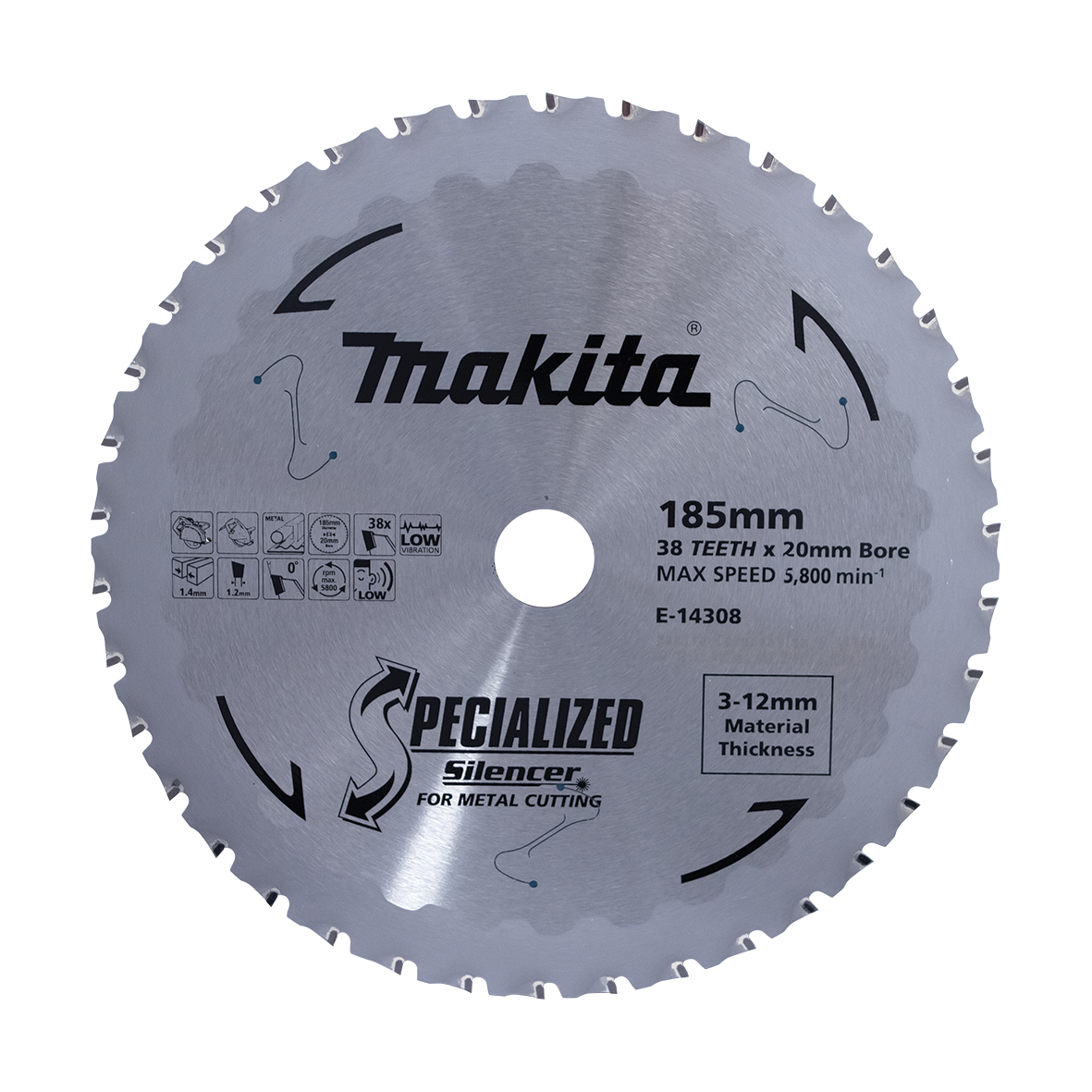 Makita 185mm x 20 x 38T Metal TCT Saw Blade (Suits CS002G / 4131) E-14308