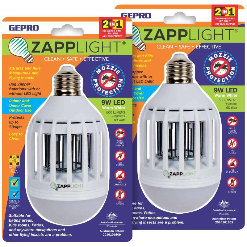 Zapplight LED Light Bulb with Bug Zapper 2x pack