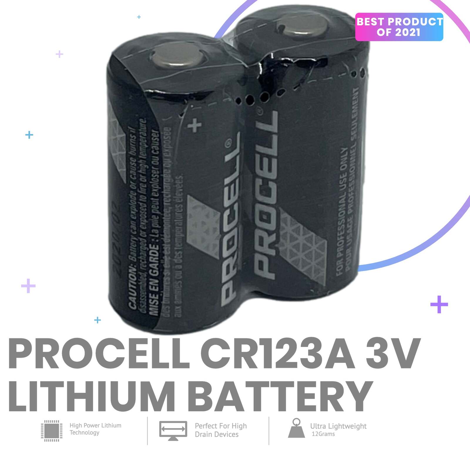 CR123A Photo Lithium Battery (2 pack)