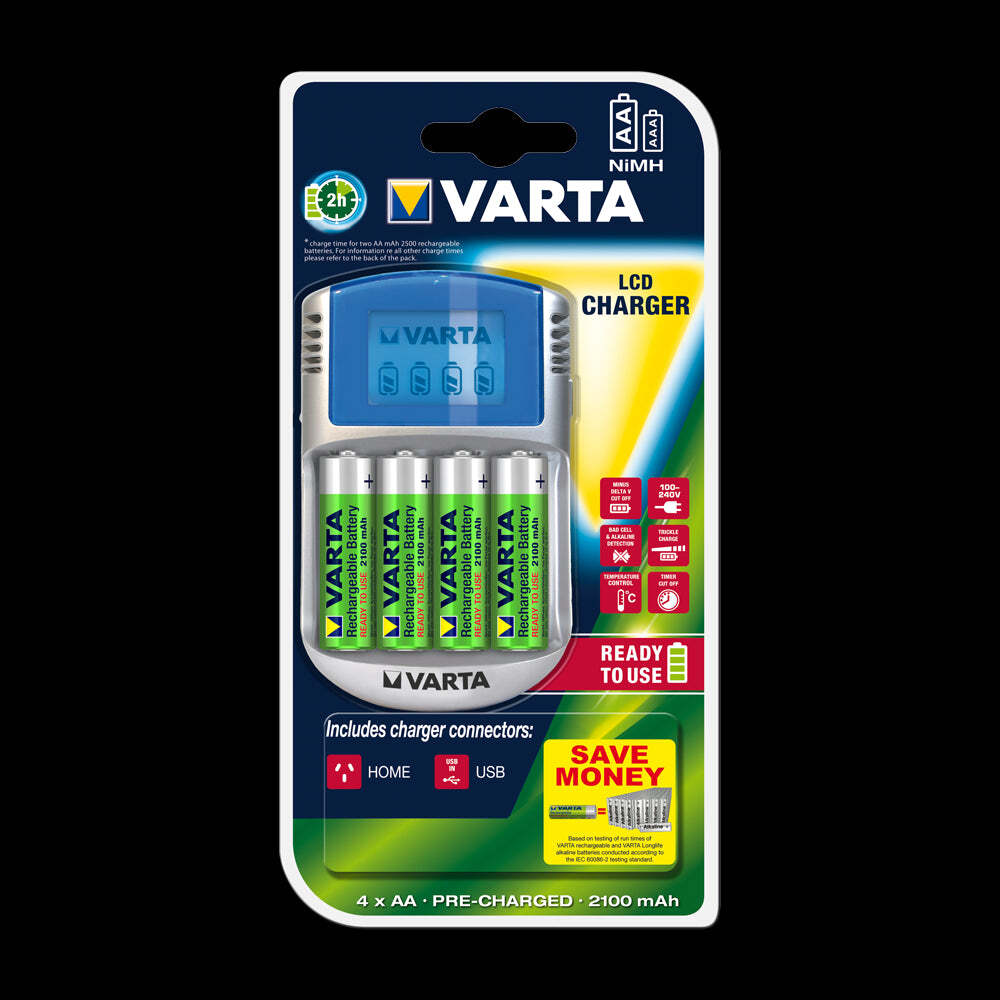 CHARGEUR 2 PILES + 2 AAA NiMH 800mAh VARTA / MEGA-PILES