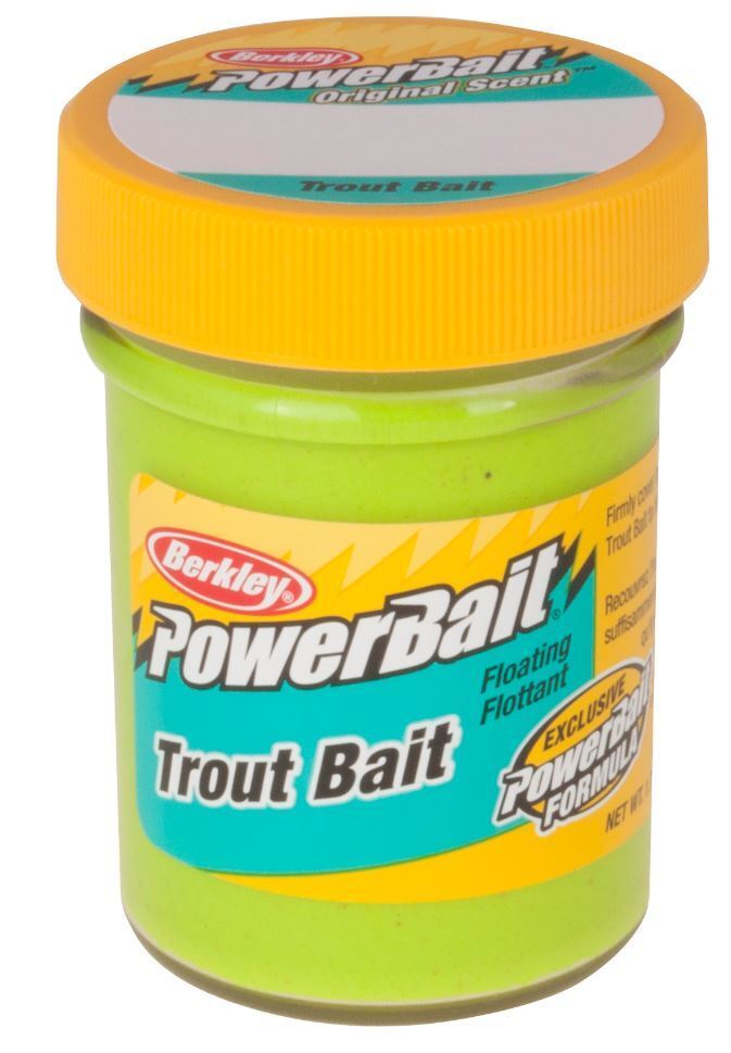 50gm Tub of Chartreuse Berkley Powerbait Trout Bait Dough - Original Scent