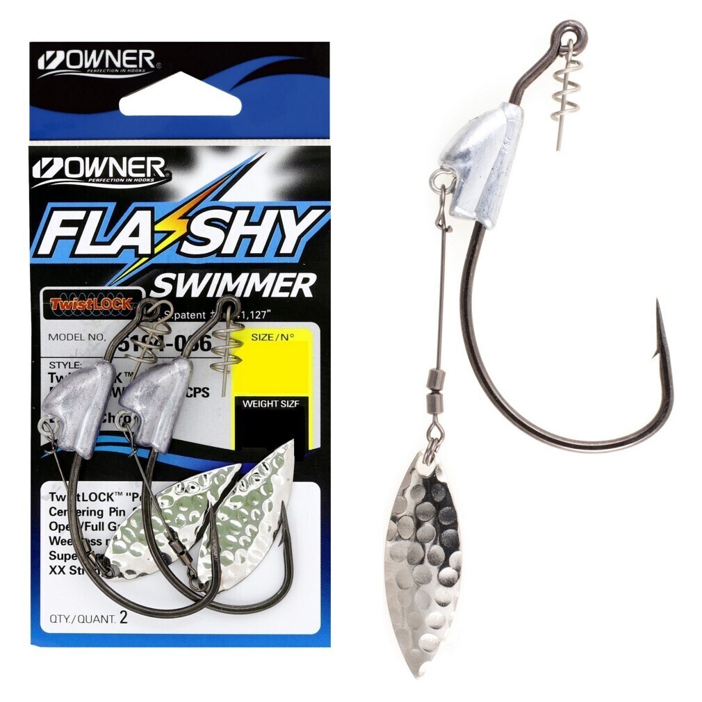 2 Pack of Size 5/0 Owner 5164 1/4oz Flashy Swimmer Hooks with