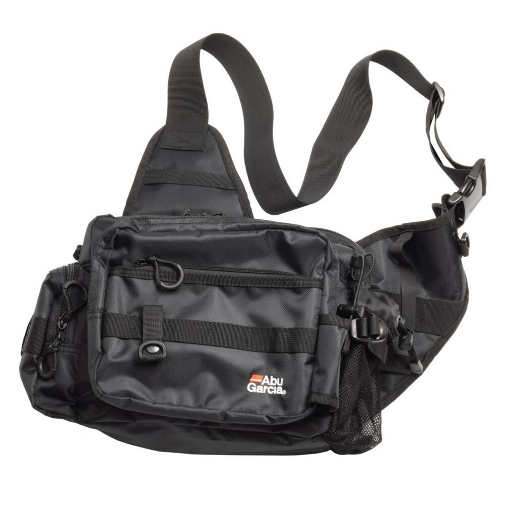 Abu Garcia One Shoulder Bag 2 - Black Fishing Bag with Multiple