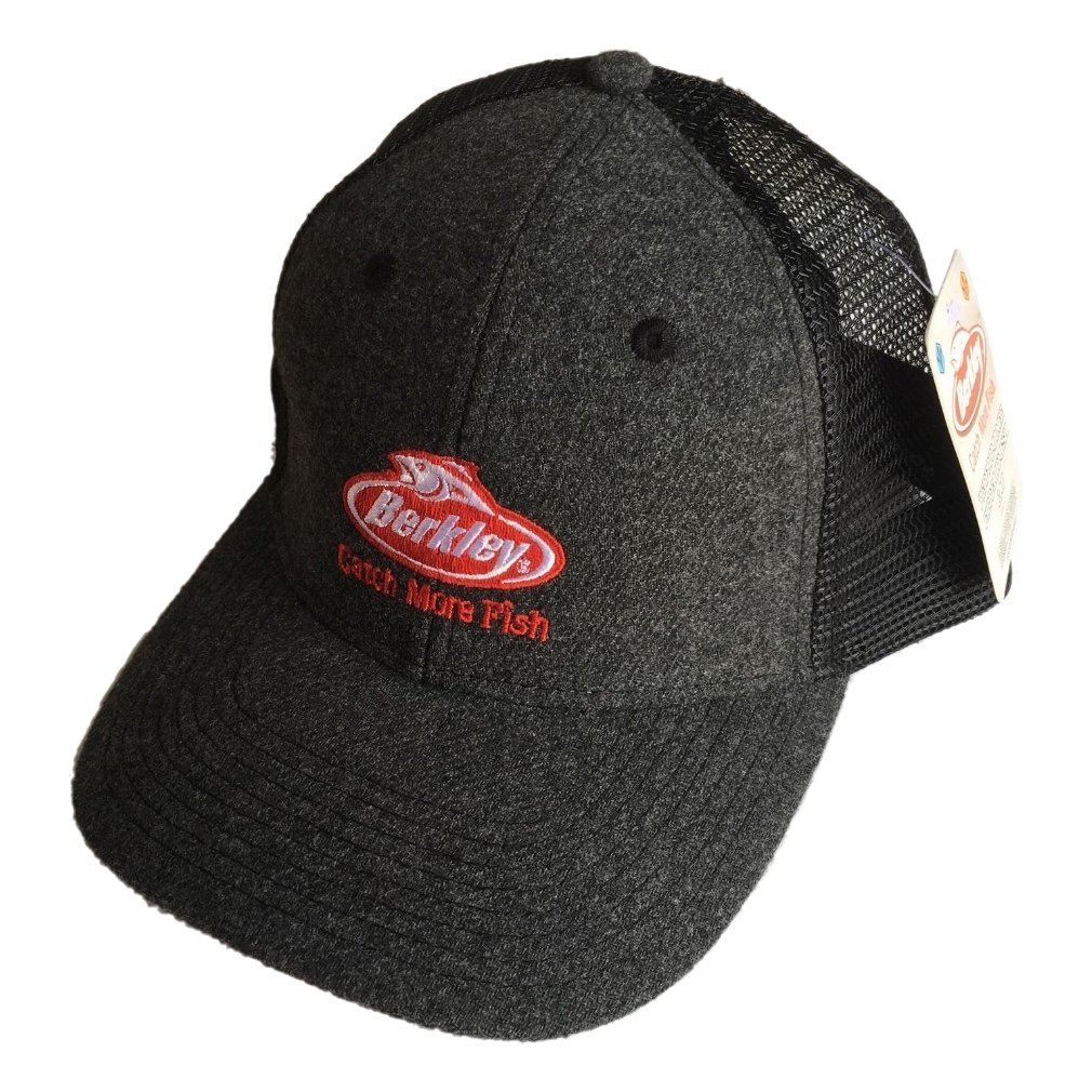 Charcoal Berkley Mesh Trucker Fishing Cap with Adjustable Snapback