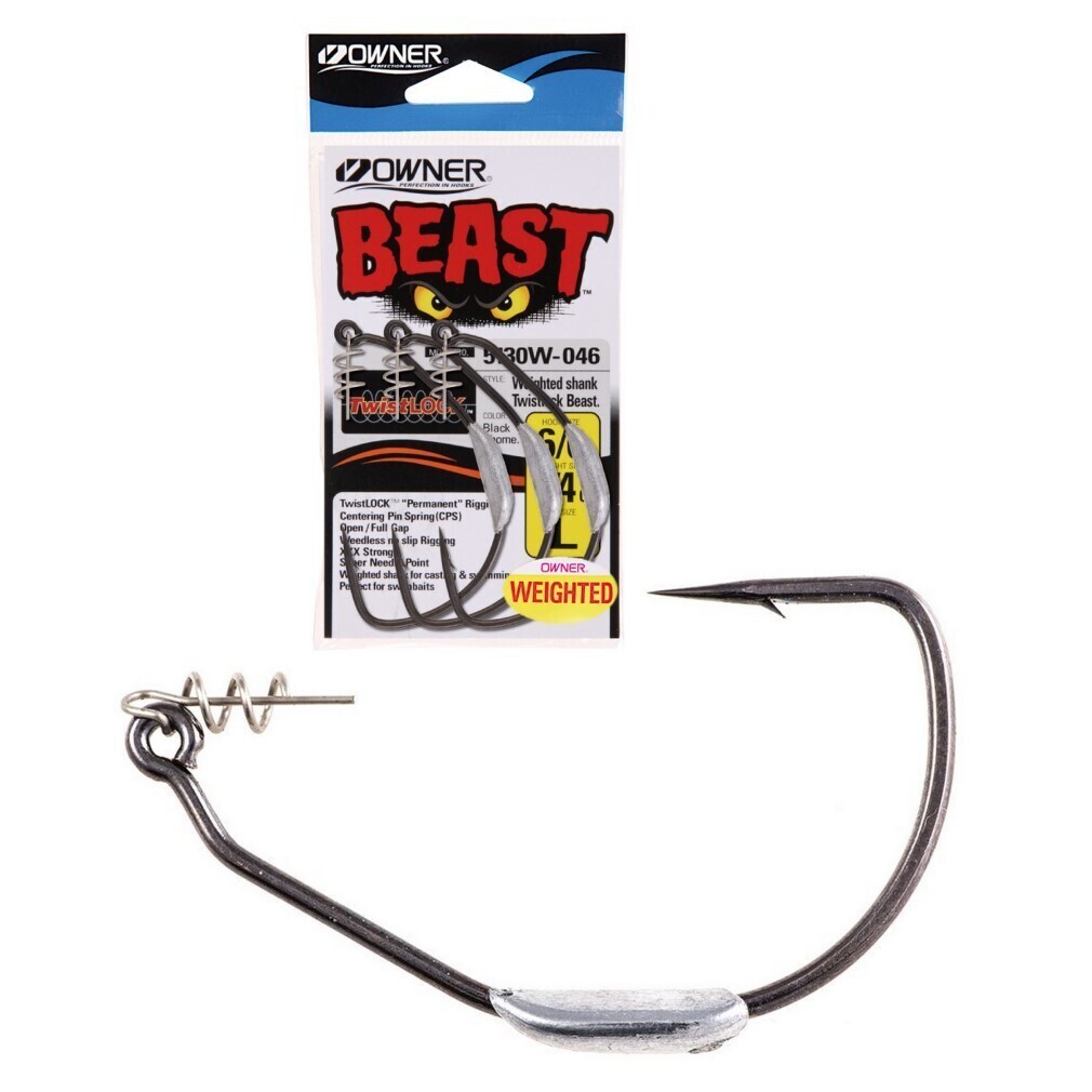 2 Pack of Size 12/0 Owner 5130W Beast 3/4oz Weighted Hooks with