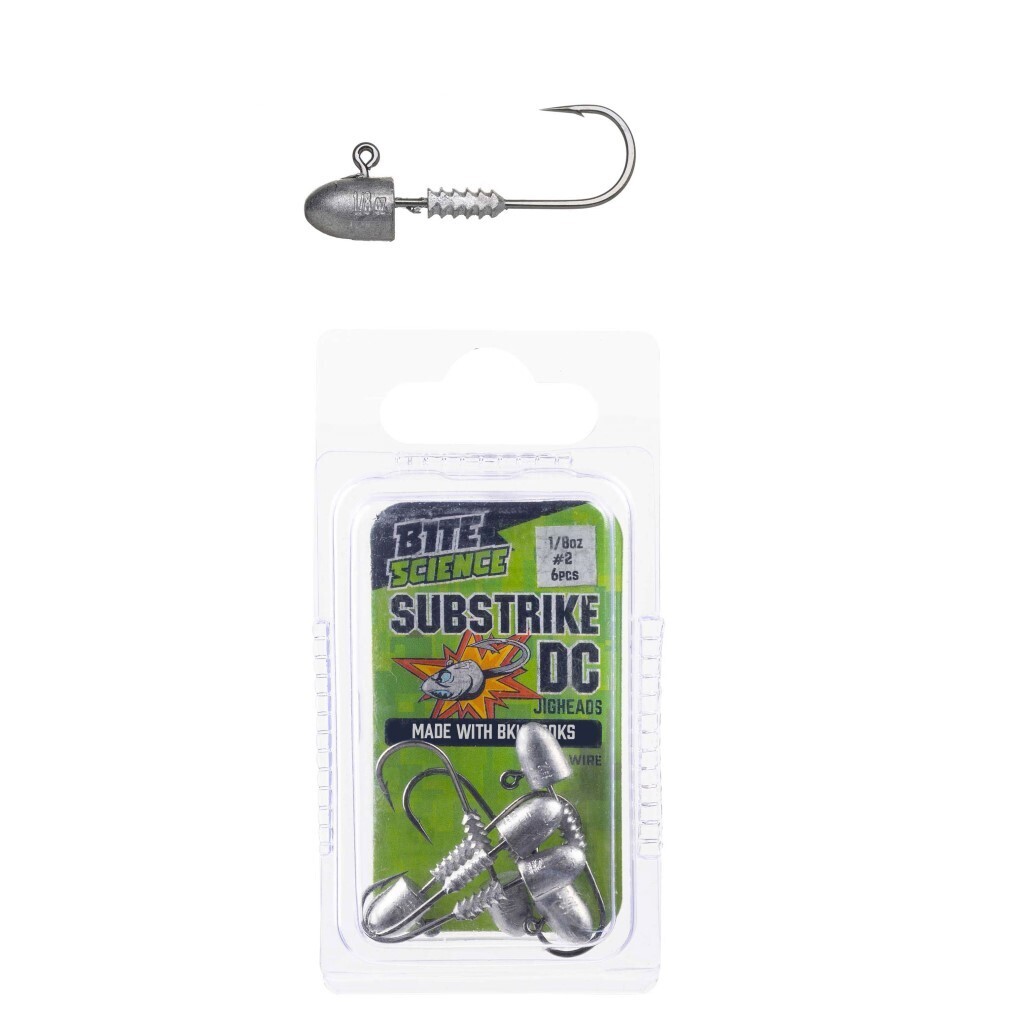 6 Pack of 1/8oz Size 2 Bite Science Substrike DC Jigheads with BKK