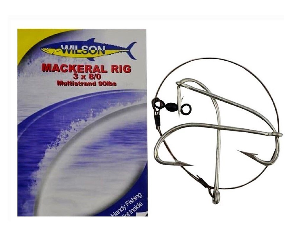 Wilson Mackerel Fishing Rig 3x8/0 Hook-Setup - 90lb Multi Strand