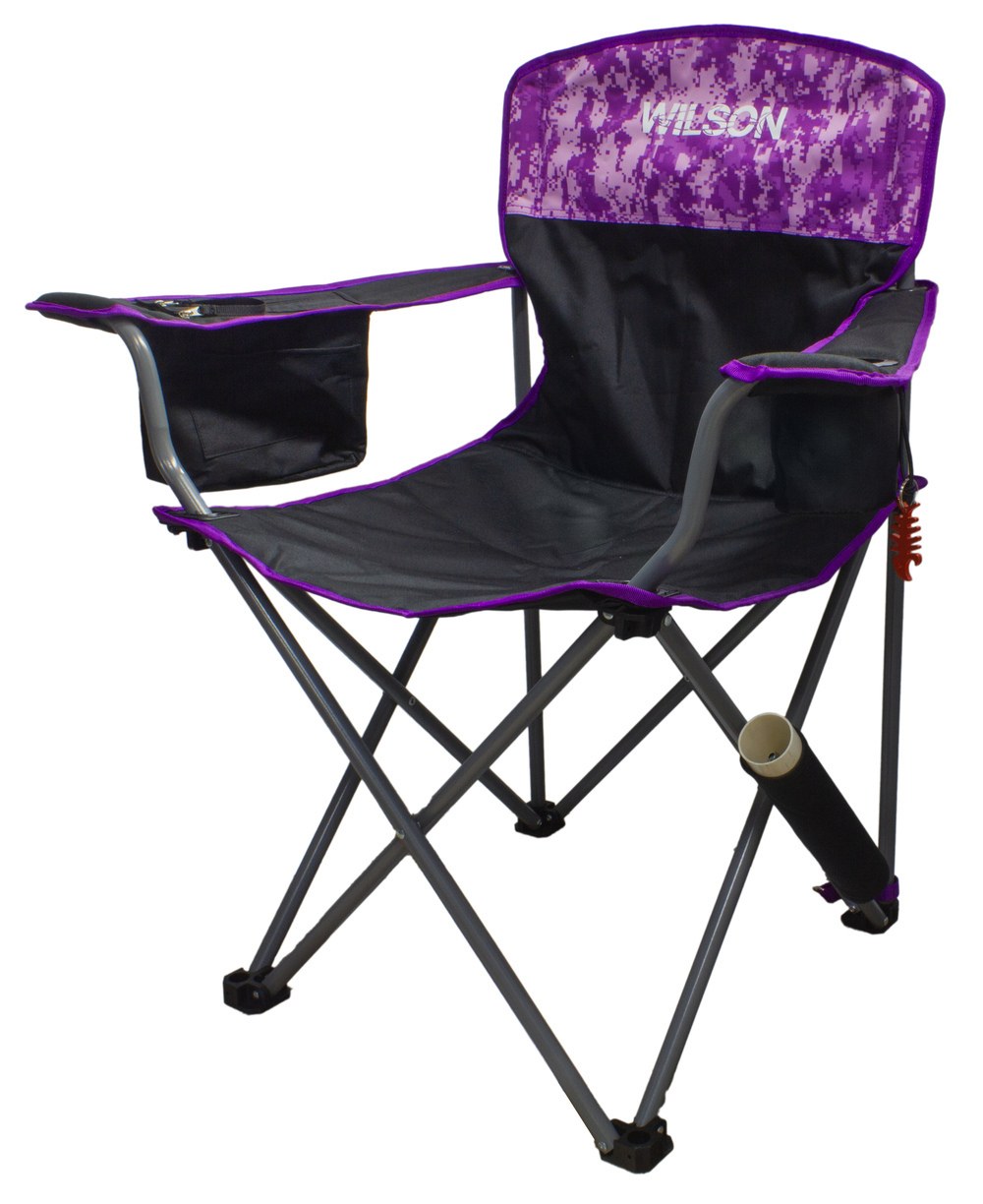Wilson Digi Camo Pink/Purple Fishing Chair with Lined Cooler Bag and Rod  Holder