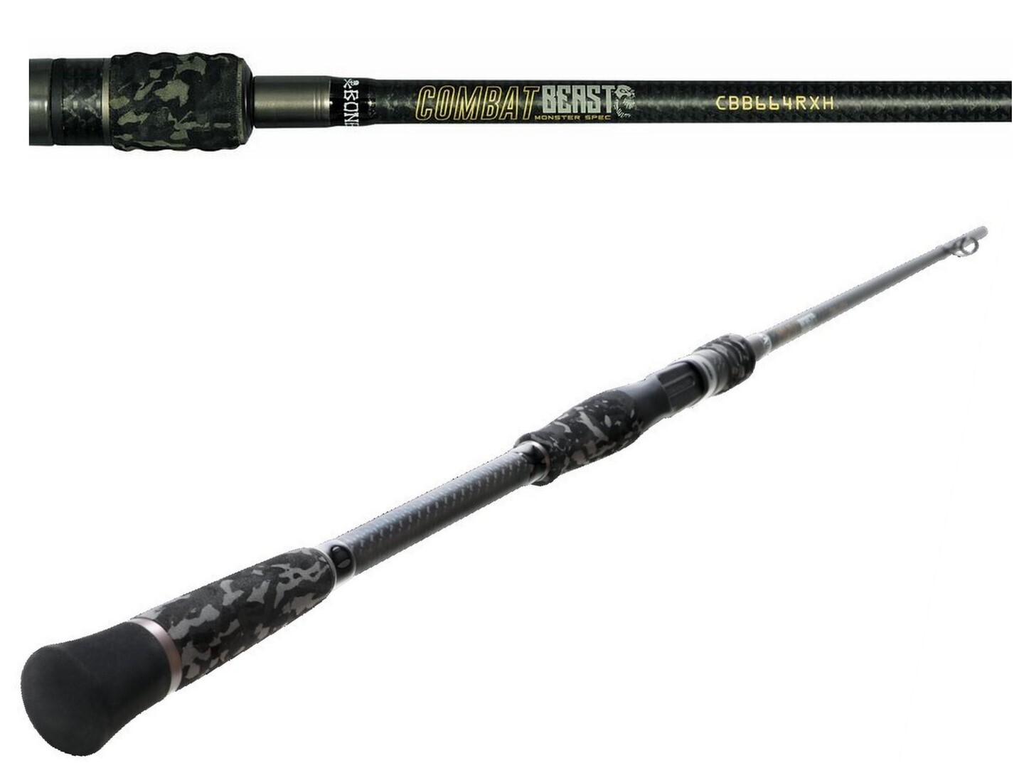 Bone Combat Beast Fast Taper Carbon 2 Piece Baitcaster Fishing Rod  (Length/Line Rating:6'3/