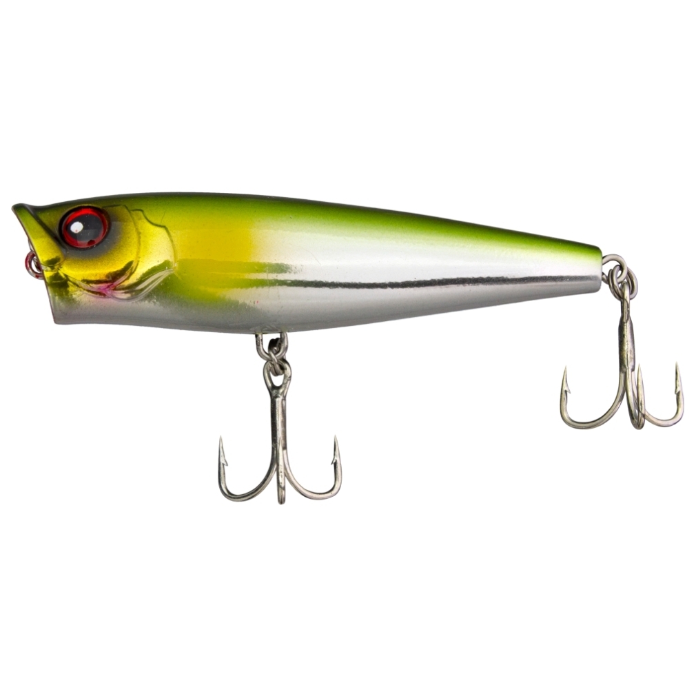 68mm FishArt Dynamite Green Silver Popping Fishing Lure - 7gm Topwater  Popper Lure