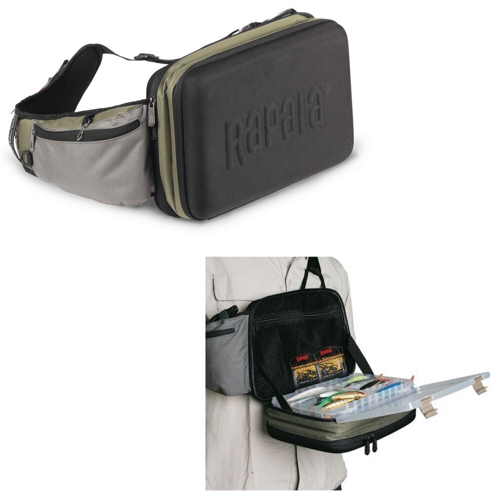 Rapala Fishing Tackle Sling Bag with Padded Shoulder Strap and 2 Tackle  Trays