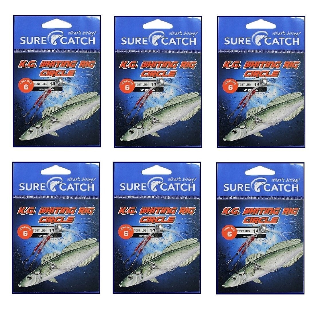 6 Pack of Surecatch King George Whiting Rigs with Chemically Sharp