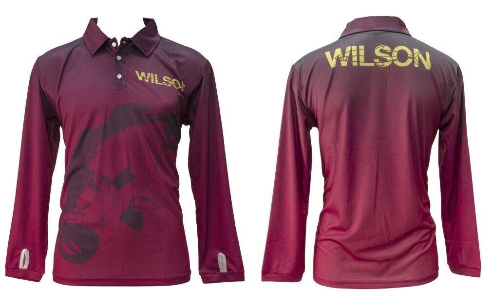 4XL Wilson Maroon Barra Tournament Long Sleeve Fishing Shirt with Collar- Fishing Jersey
