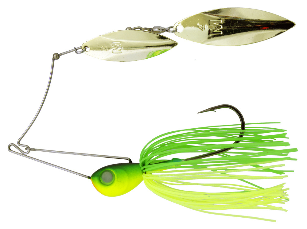 28gm Mustad Armlock Spinner Bait DW Fishing Lure with Double Willow Blades  - Lime/Chartreuse