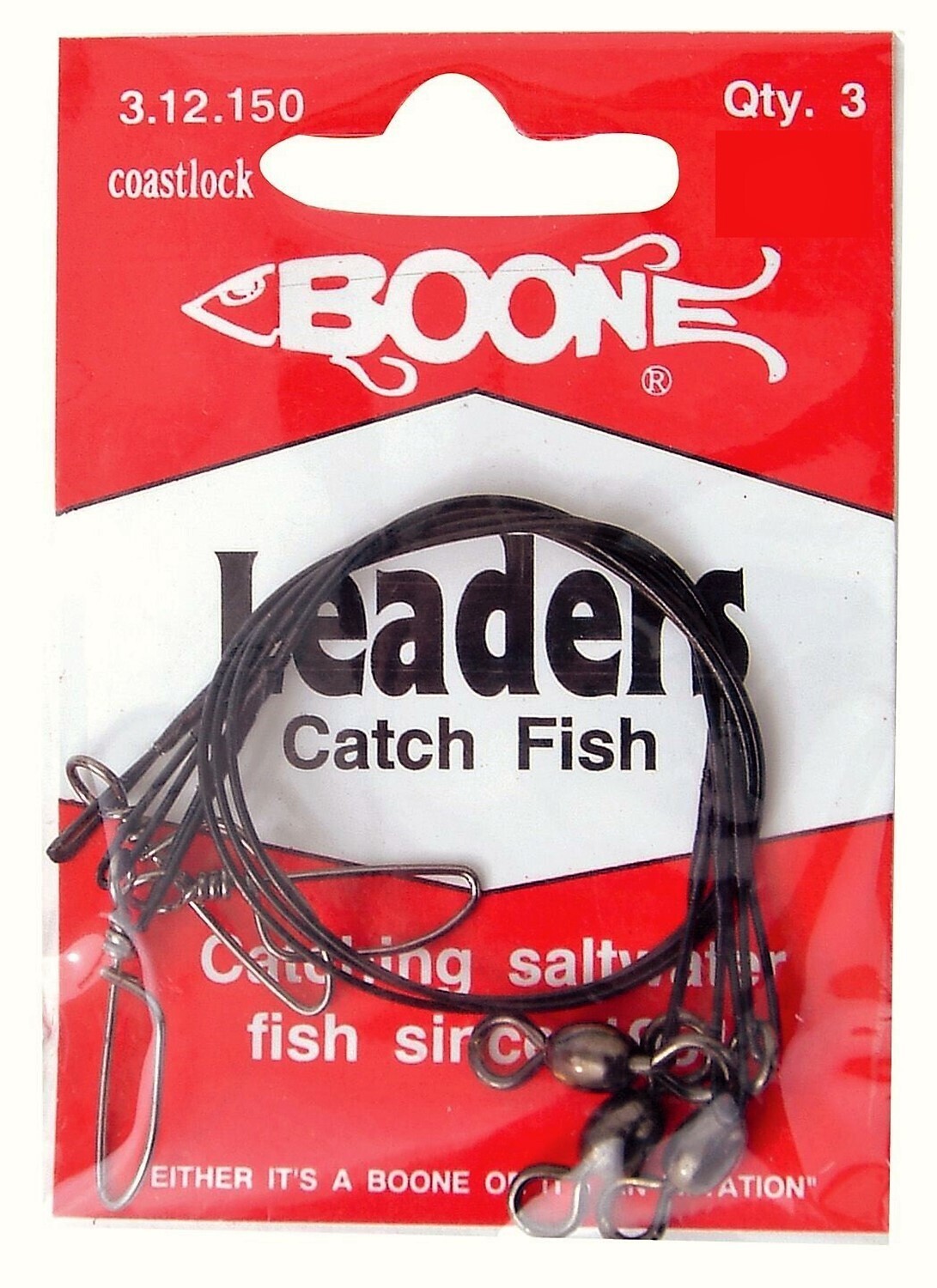 3 Pack of Boone Black Nylon Coated Stainless Steel Fishing Wire Leaders  [Length/Rating: 9 Inch/