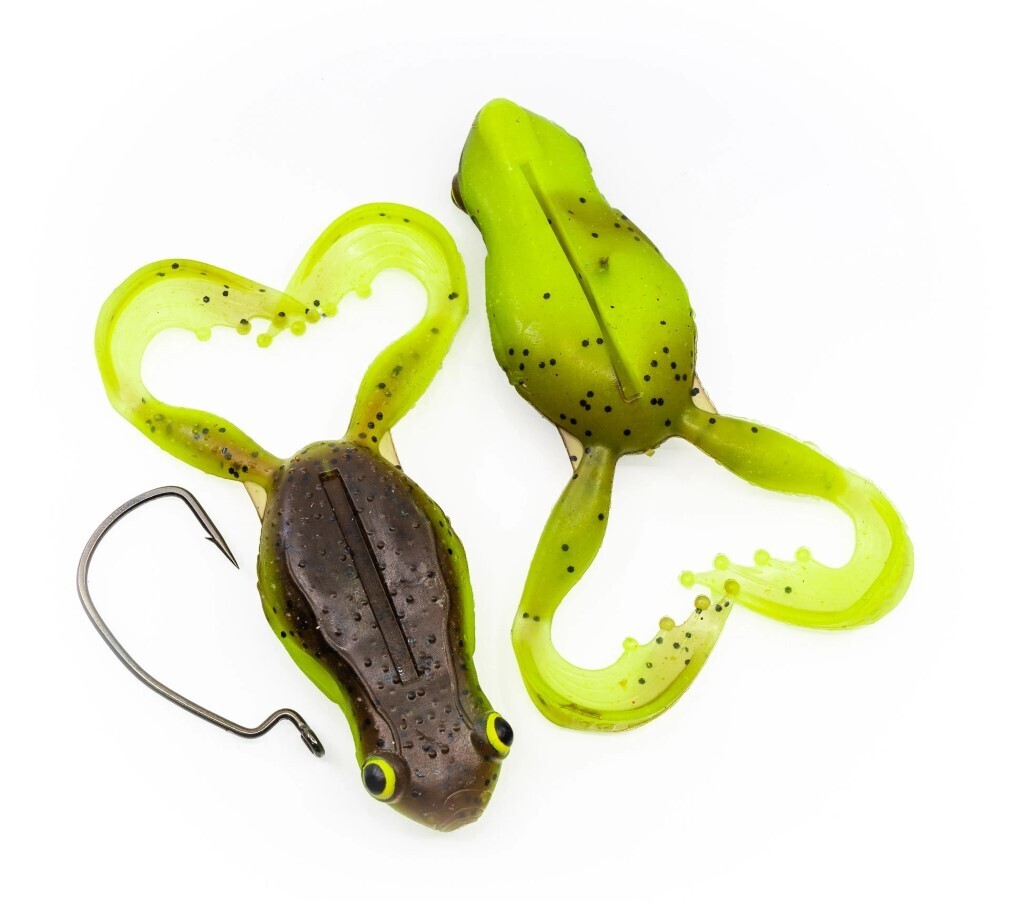 4 Pack of 40mm Chasebaits Flexi Frog Soft Bait Fishing Lures - Green  Pumpkin Chartreuse