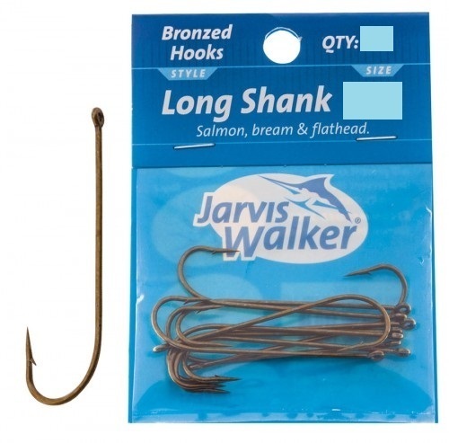 Size 12 Jarvis Walker Bronze Long Shank Fishing Hooks - Qty: 20