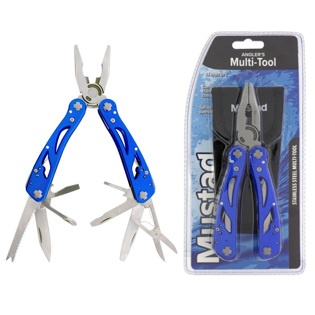 Mustad 14 in 1 Multipurpose Fishing Pliers with Pouch - Angler's
