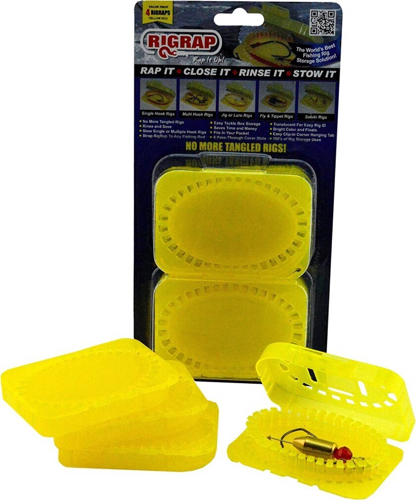 4 Pack of Rigrap 8512 Yellow Leader Rig Holders -Tangle Free Fishing Rig  Storage