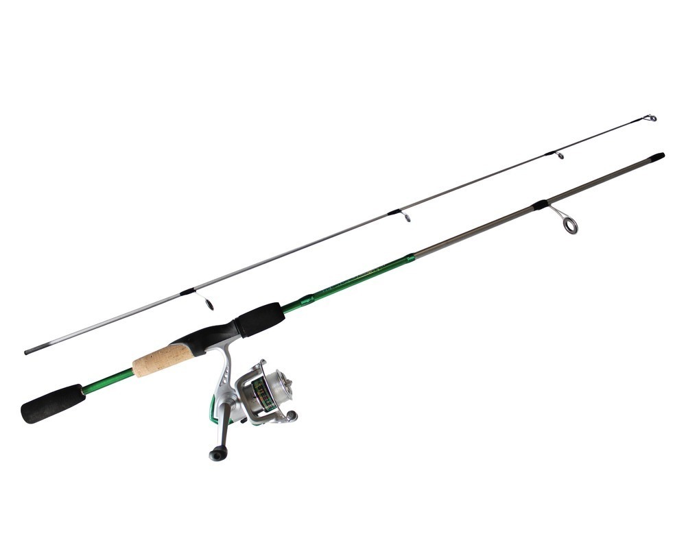 Green 5'6 Okuma Steeler XP 2 Piece Fishing Rod and Reel Combo Spooled with  Line