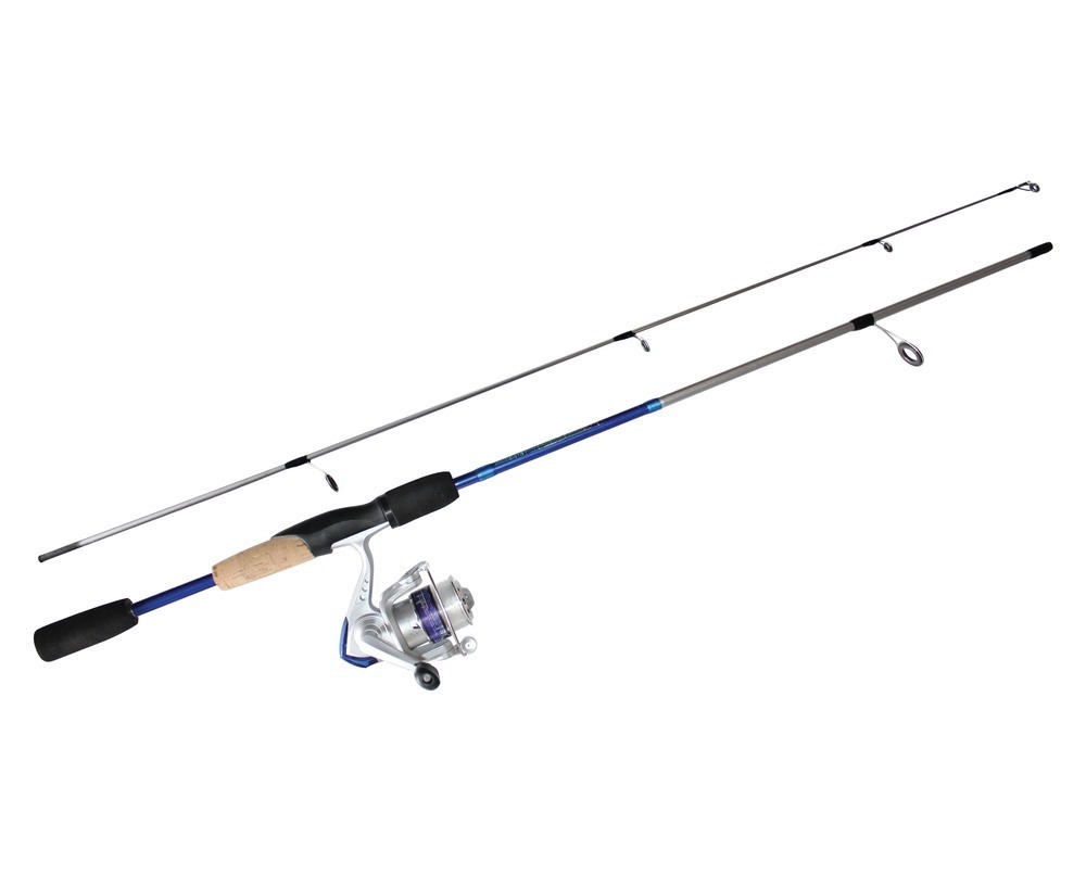 Blue 6'6 Okuma Steeler XP 2 Piece Fishing Rod and Reel Combo Spooled with  Line