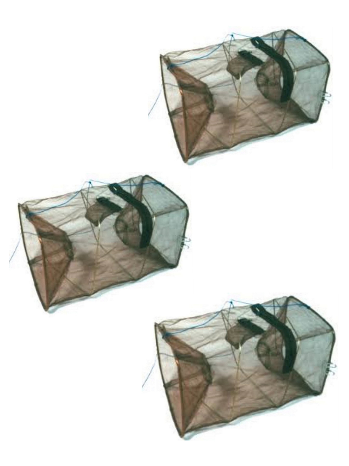 3 x Seahorse Collapsible Shrimp/Bait Traps With 1 1/2 Inch Entry