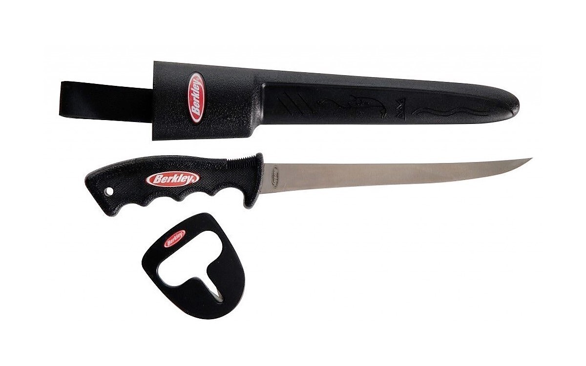 Berkley 7 Stainless Steel Fillet Knife + Sheath & Knife Sharpener-Fish  Cleaning