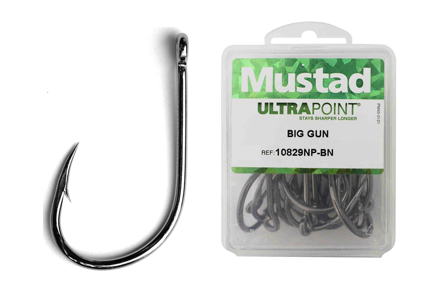 100 x Mustad 10829NPBLN Big Gun Kirbed Chemically Sharpened Fishing Hooks-  Size 8/0