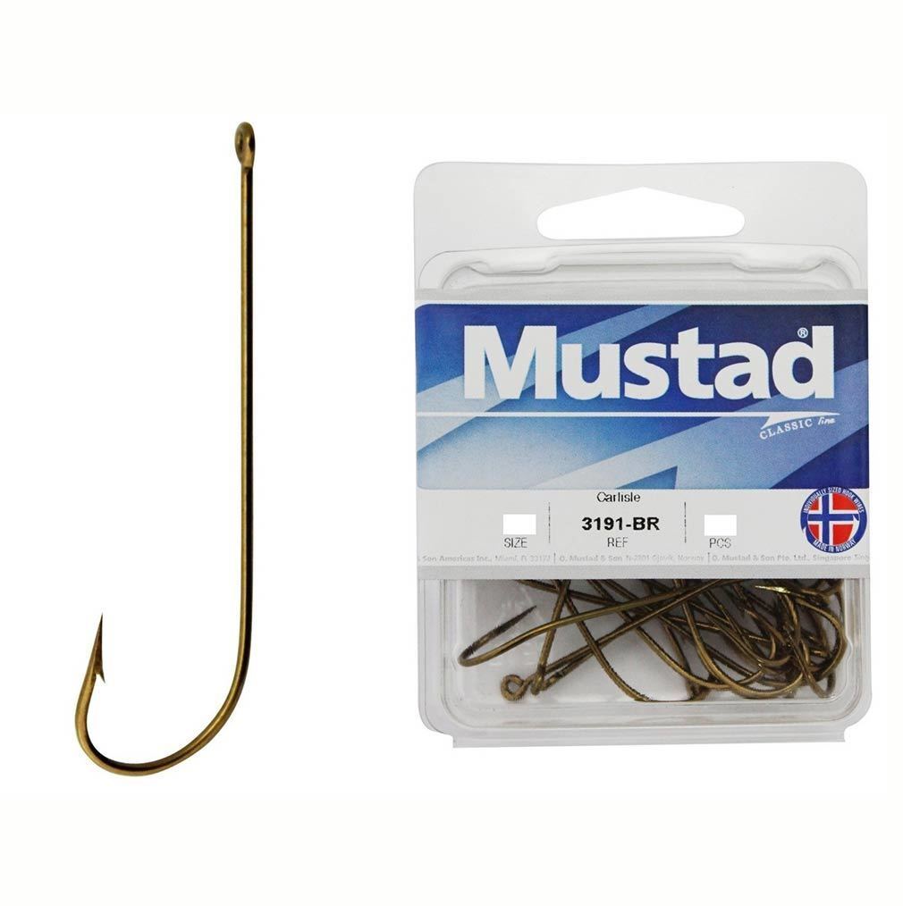 100 x Mustad 3191 Bronze Long Shank Carlisle Fishing Hooks - Size 1/0