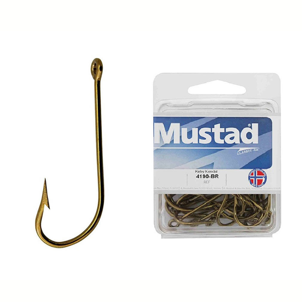 100 x Mustad 4190 Bronze Kendal Kirby Fishing Hooks - Size 2