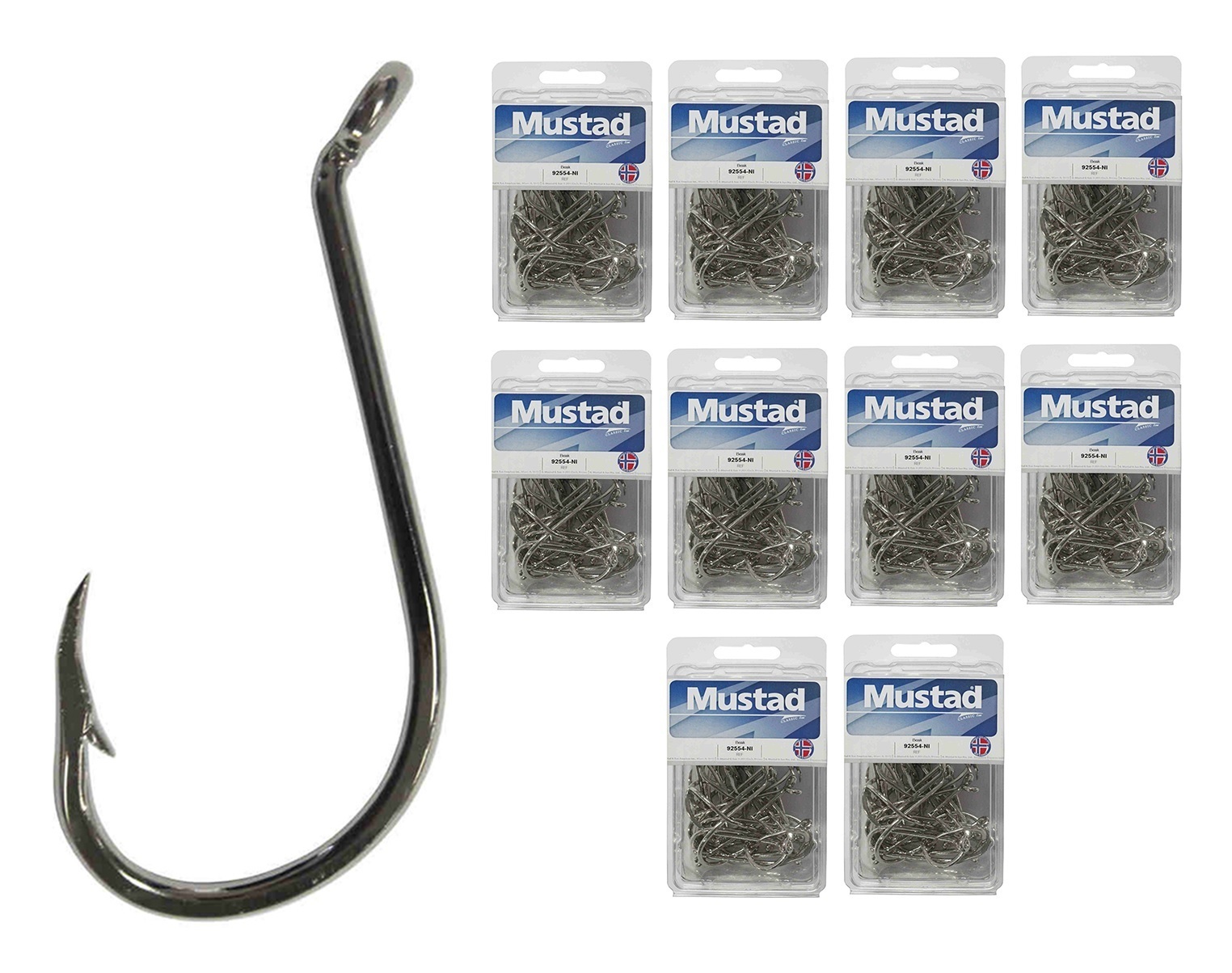 10 Boxes of 92554 2x Strong Nickle Plated Octopus Fishing Hooks - Size 8