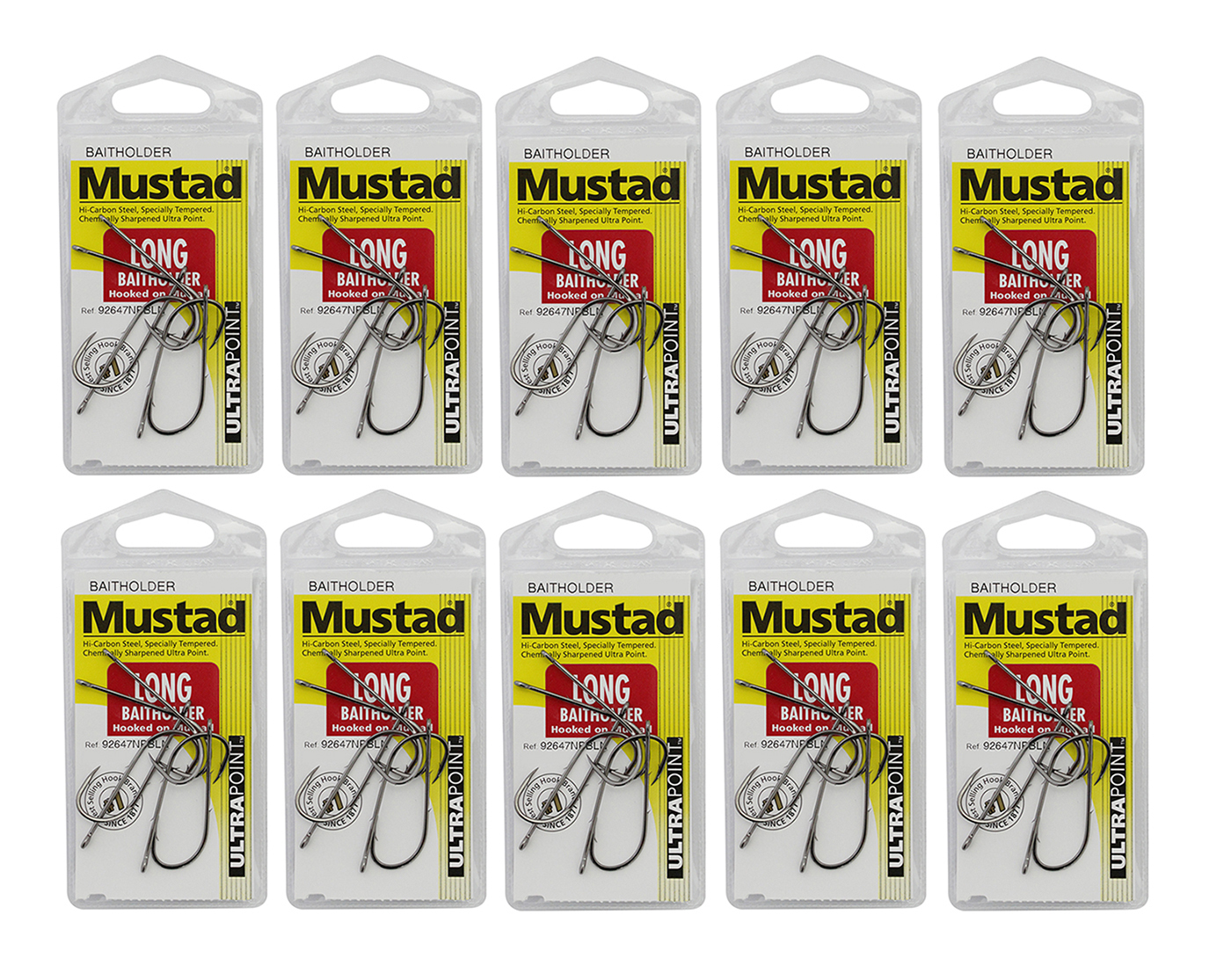 Mustad Long Baitholder - Size 1 - 92647npbln - Bulk 10 Pce Value Pack