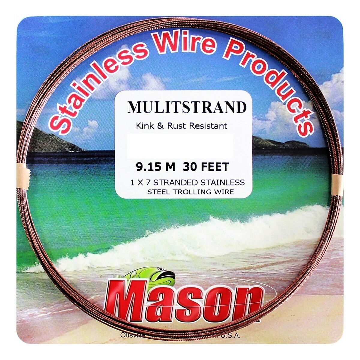 30ft Coil of 60lb Mason Multistrand Stainless Steel Wire Fishing