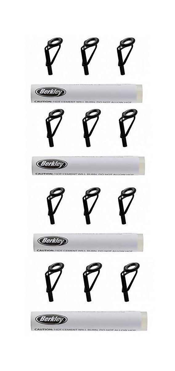 4 x Berkley Fishing Rod Tip Repair Kit-3 Black Replacement Tips+Quick-Dry  Cement