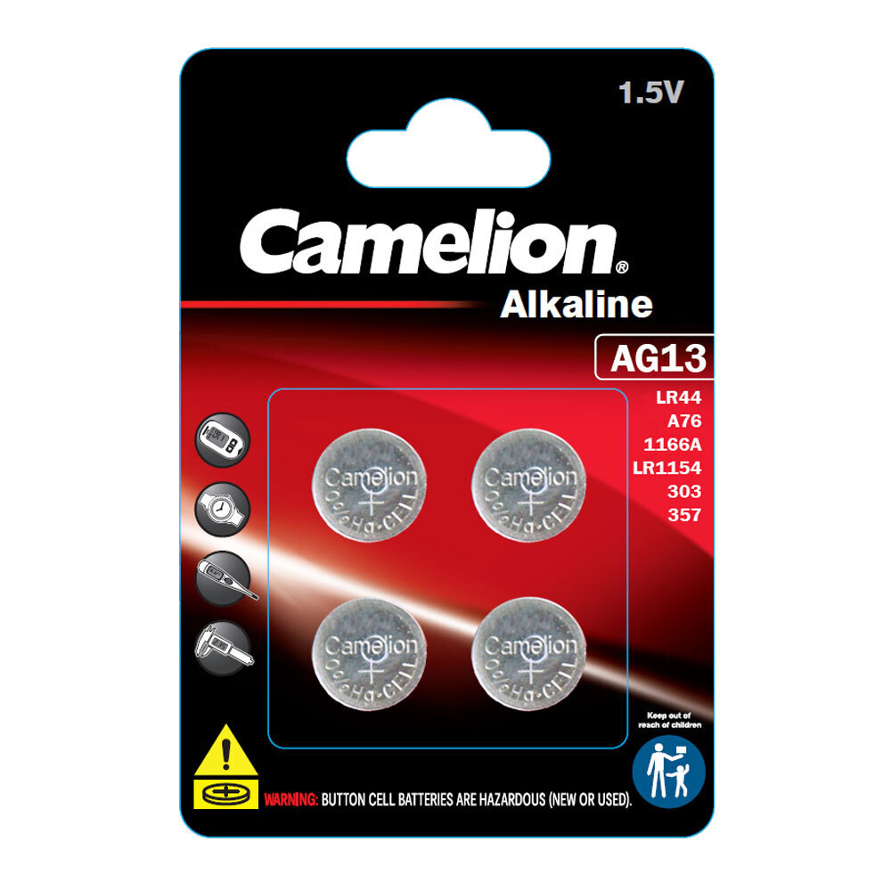 4pc Camelion Alkaline LR44/AG13 Button Cell Batteries For