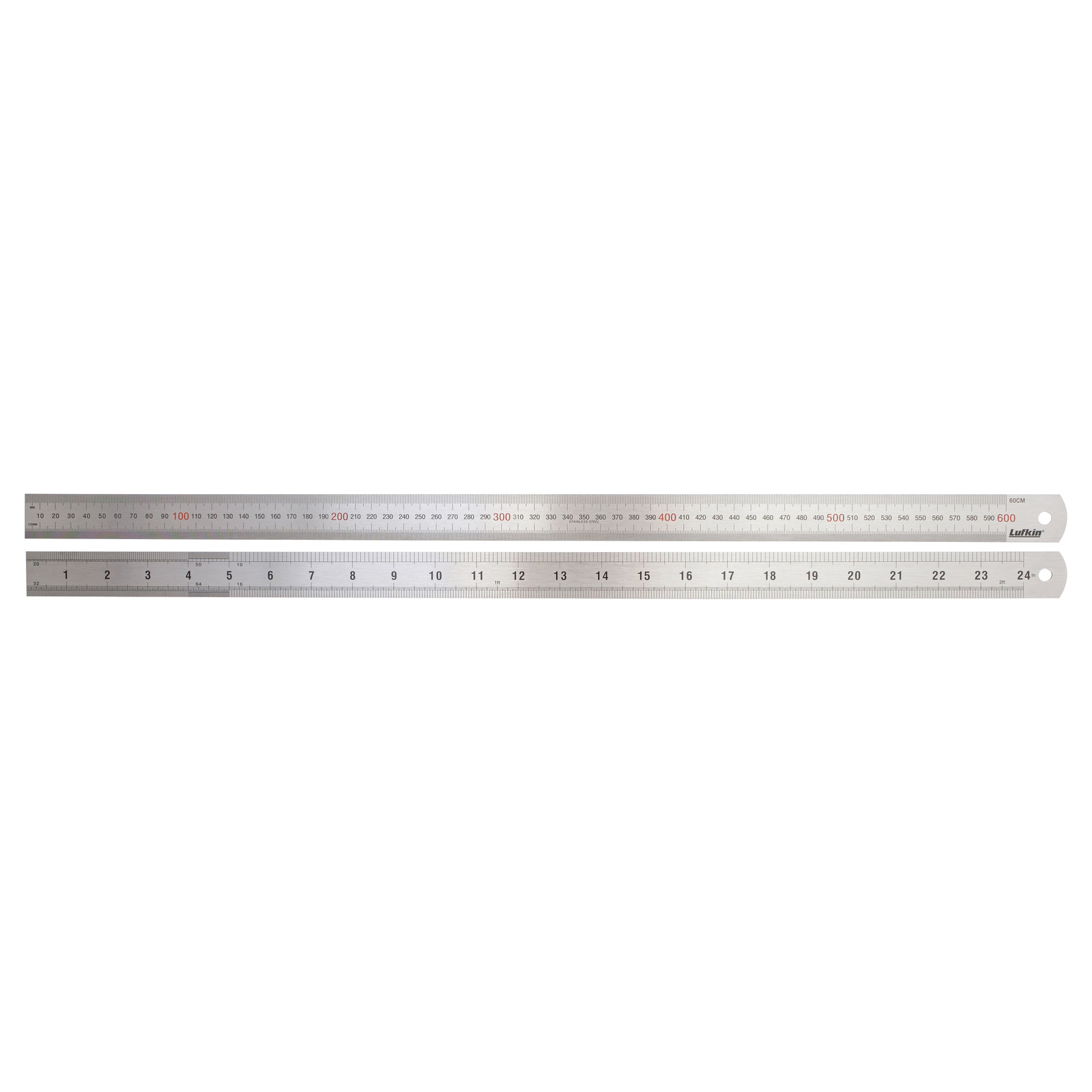 600mm Double-Sided Scale with Metric and Imperial Markings Règle Acier Inoxydable avec Graduations métriques 600 mm Lufkin LSR600 Precision Stainless Steel Ruler Argenté 