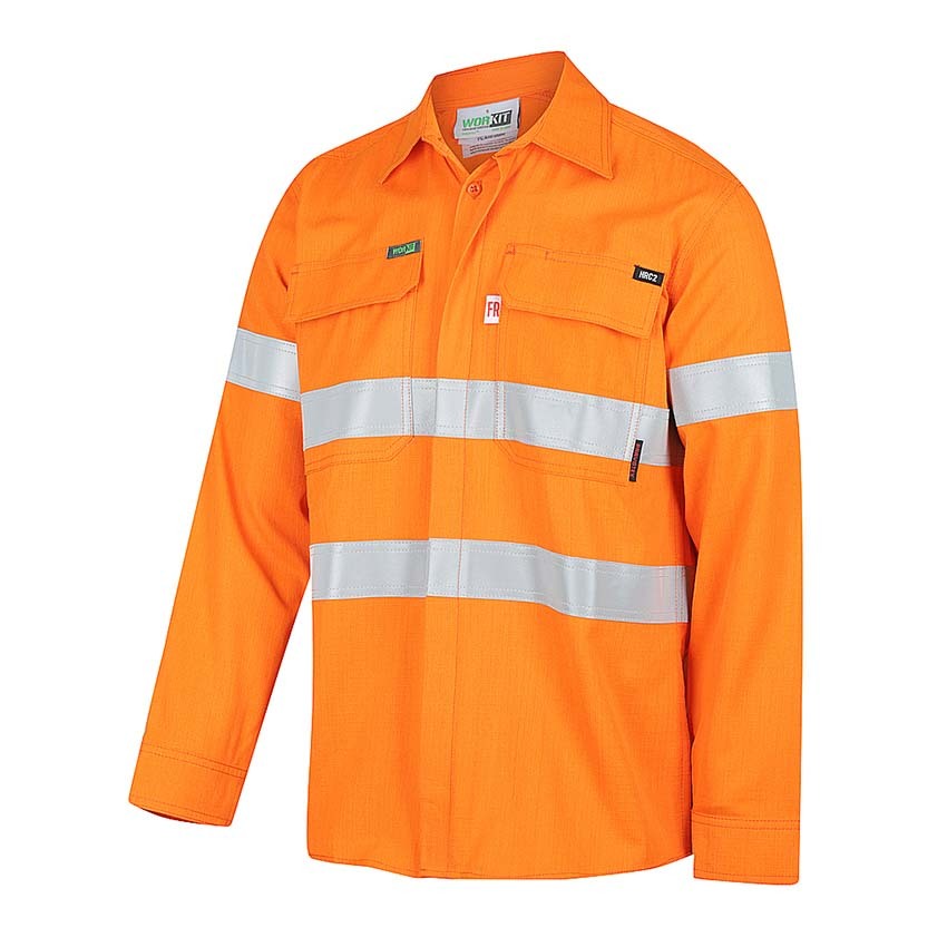 WORKIT PARVOTEX  FR Inherent 215gsm Ripstop Taped Shirt Orange S