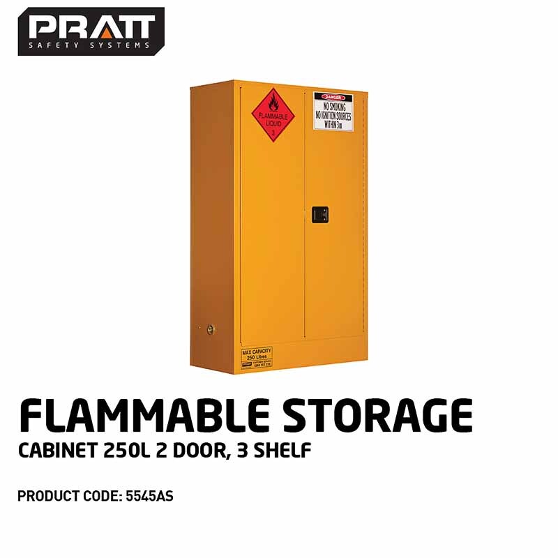 Flammable Storage Cabinet 250L 2 Door 3 Shelf