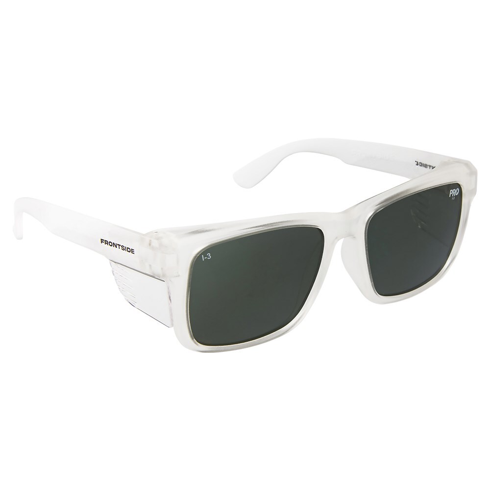 Prochoice Safety Glasses Frontside Polarised Smoke Lens with Clear Frame 6512