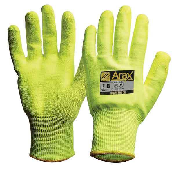Arax Gold Hi-Vis Yellow with Hi-Vis Yellow PU Palm Size 7