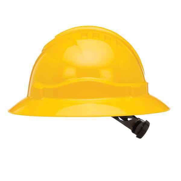 V6 Hard Hat Unvented Full Brim Ratchet Harness Yellow