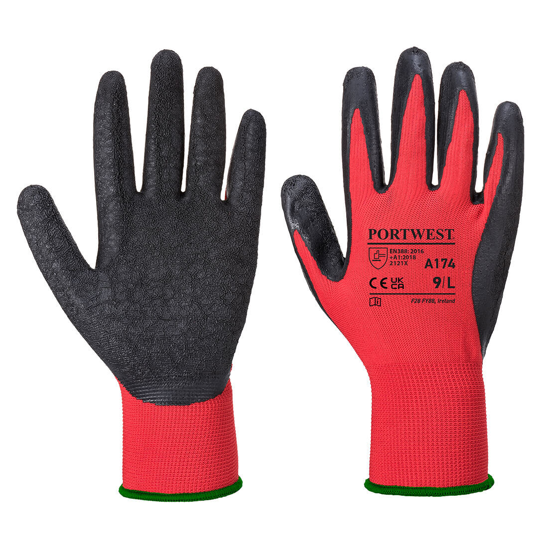 Flex Grip Latex Glove Red/Black Large 36x Pack