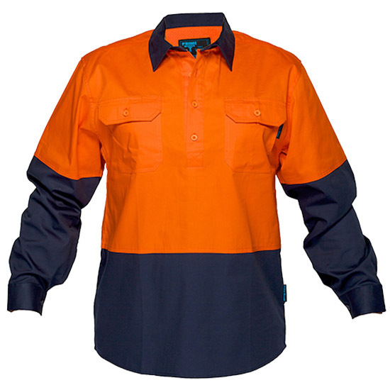 Closed Shirt Long Sleeve Class D Orange/Navy 4XL Regular