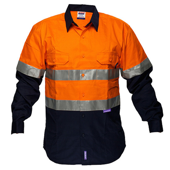 FR Cotton Drill Shirt D&N Orange/Navy 4XL Regular
