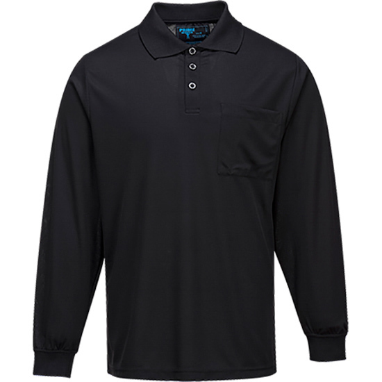 Micro Mesh Polo Shirt Long Sleeve Black 4XL Regular 2x Pack