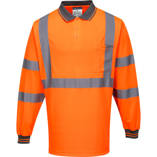 X-Back Polo Shirt Long Sleeve Orange 4XL Regular 2x Pack