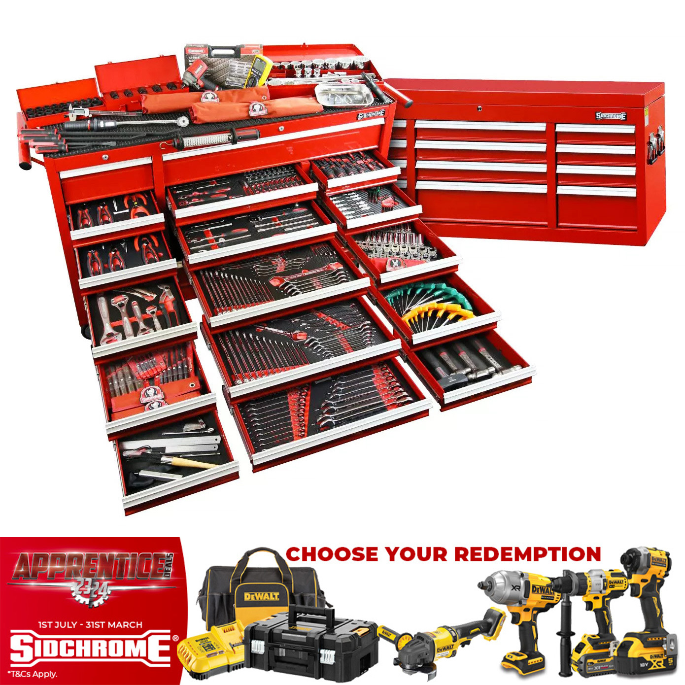 Sidchrome 613 Piece Tool Chest with Roller Cabinet - Metric/AF SCMT11100