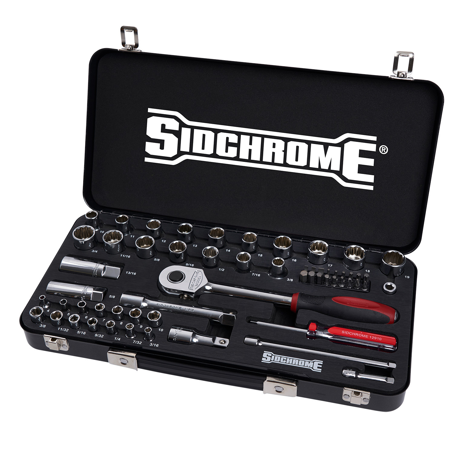 Sidchrome 58 Piece Hyper Colour Series 1/4" & 1/2" Drive Socket Set (Black) SCMT19754HB