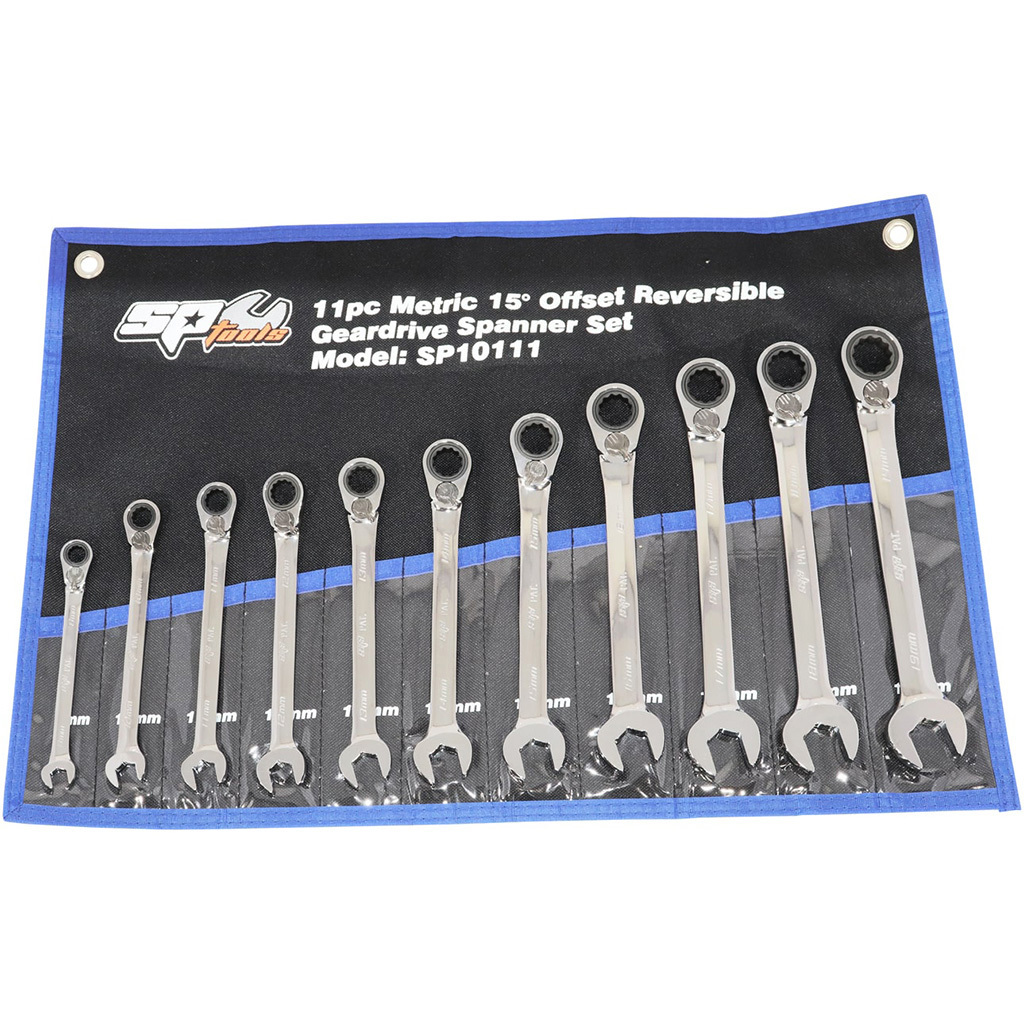 SP Tools 11pc Metric Gear Drive ROE Spanner Set - 15° Offset SP10111